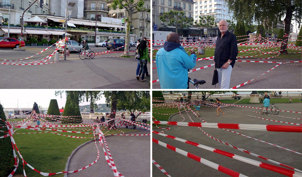 Attention, 2009, Forde, Geneva, Switzerland Performance aux abords de la statue commémorant, l'assasinat de Sissi, l'impératrice d'Autriche شهرام انتخابی , 